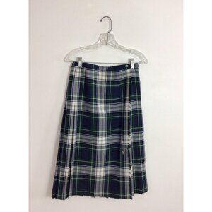Vintage Plaid Wool Pleated Kilt Skirt Womens 12